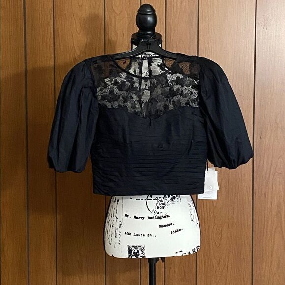 AMUR Bubble-Sleeve Cropped Blouse size 2 - Picture 6 of 10